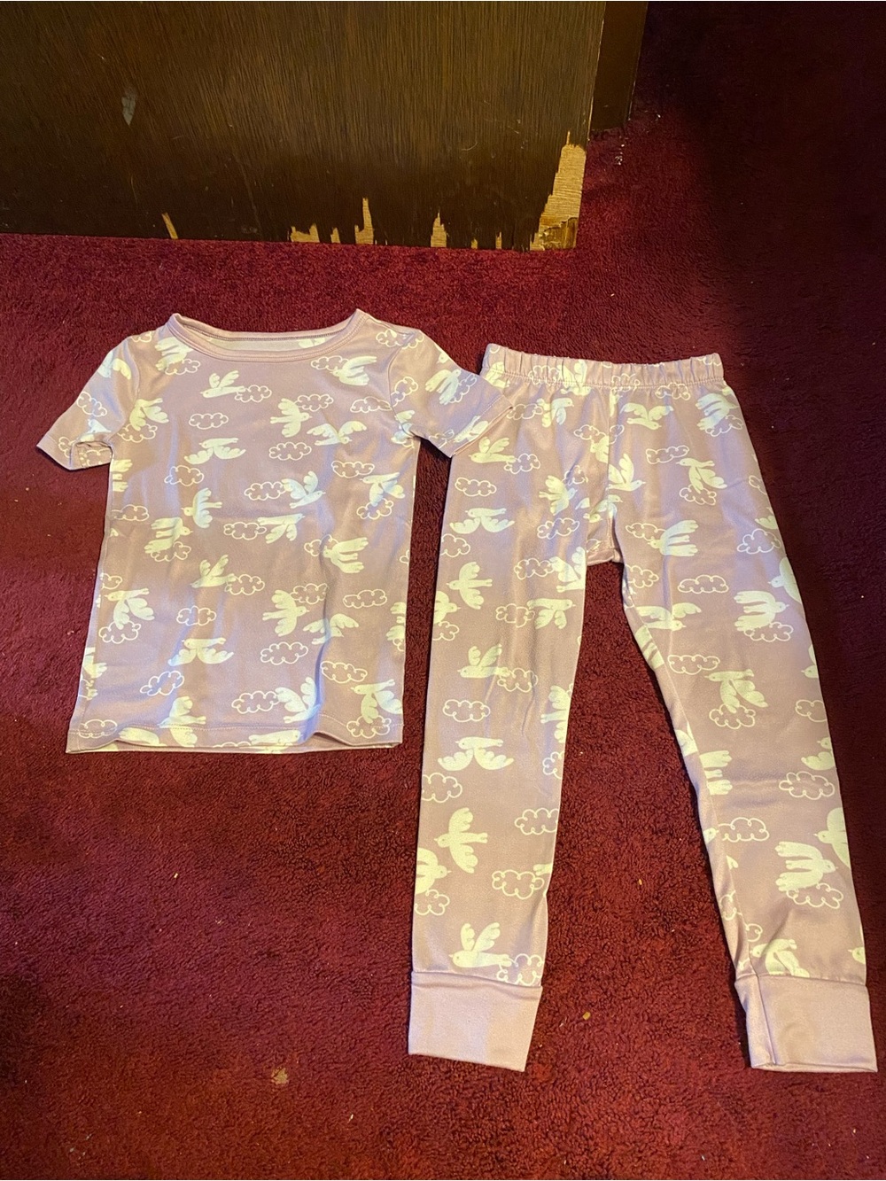 Cat & Jack Pink Lavender Bird and Cloud Pajama Set